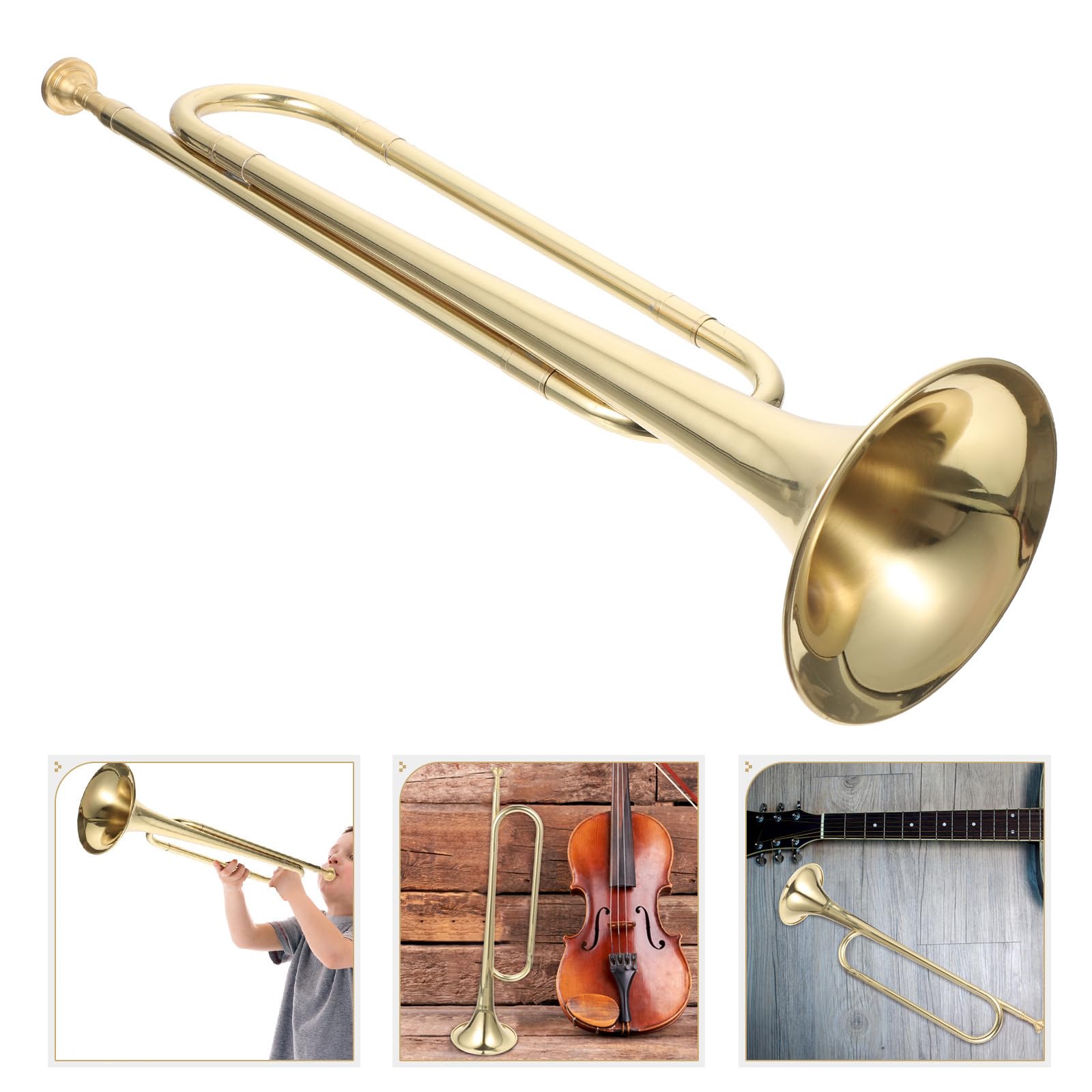 Trompeta Juguete Portátil de Latón Dorada para Estudiantes Diseño Creativo Instrumento Musical para Iniciación Infantil para Aprendizaje Musical