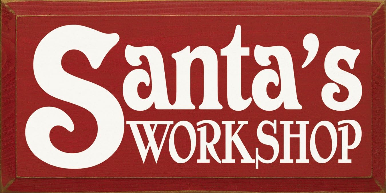 Sawdust City Wooden Sign - Santa's Workshop (Black)