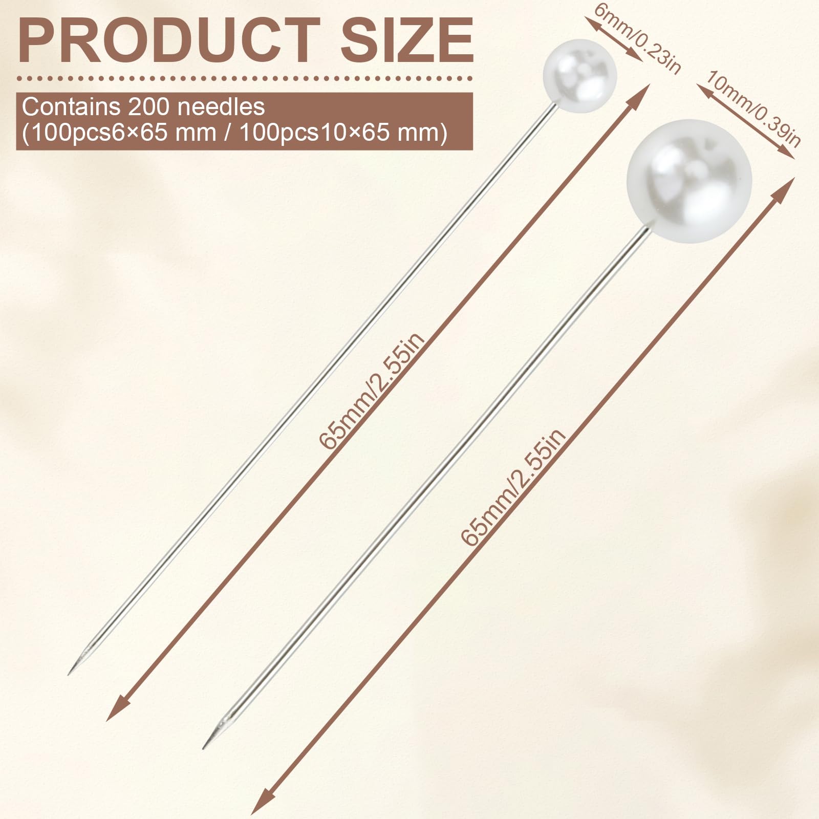 200 Pezzi Perni di Corpetto con Testa di Sfera in Plastica, Spilli Dritti Sartoria Spillo Perni con Testa di Perla, Per Bouquet, Cucito, Artigianato, Decorazioni Per Matrimoni