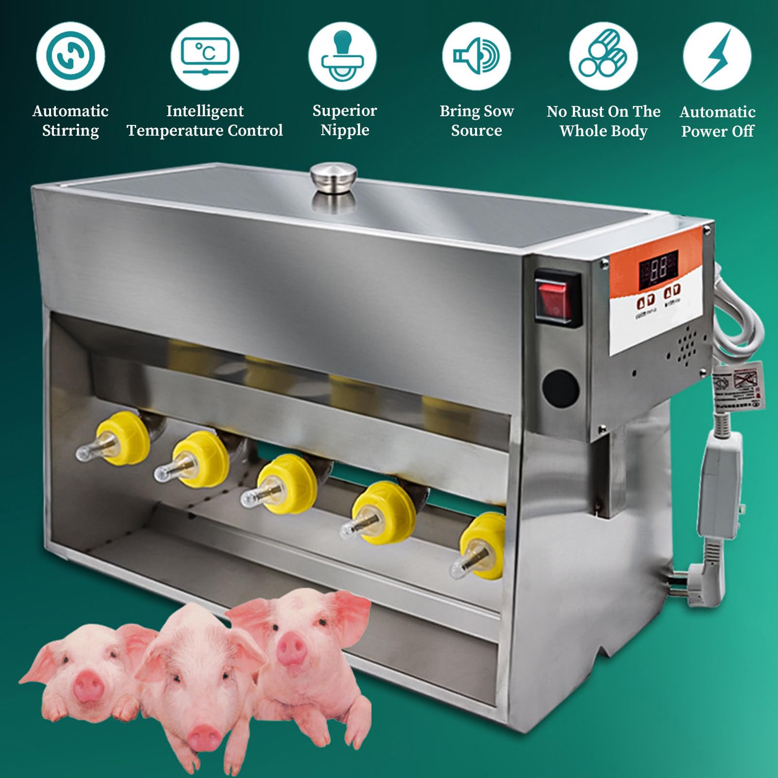Alimentador automático de leche con simulación de sonido, protección segura contra quemaduras en seco, alimentador de pezón 10/14, duradero y fácil de limpiar, simula la voz de la siembra, versión