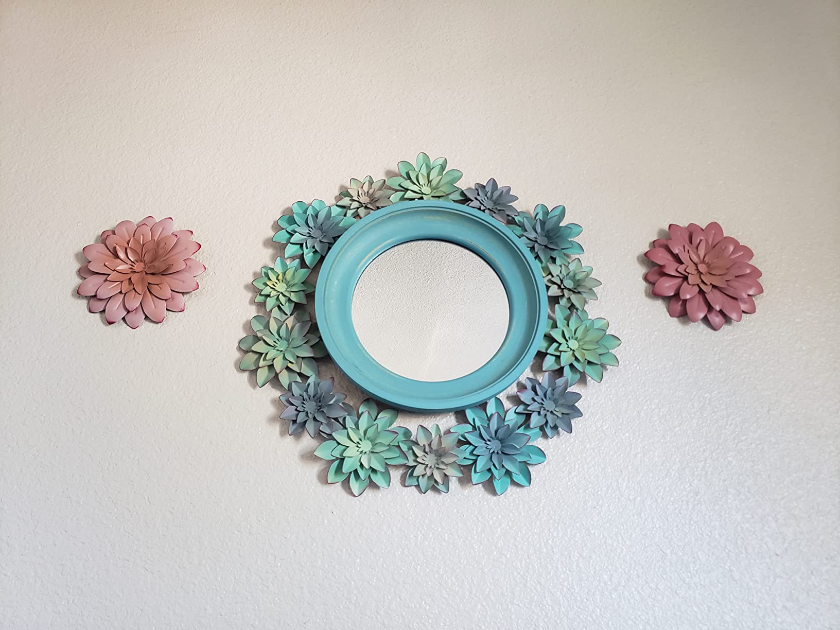 2/mo Finance 3D Metal Succulent Wall Decor Pink, Hand Painted