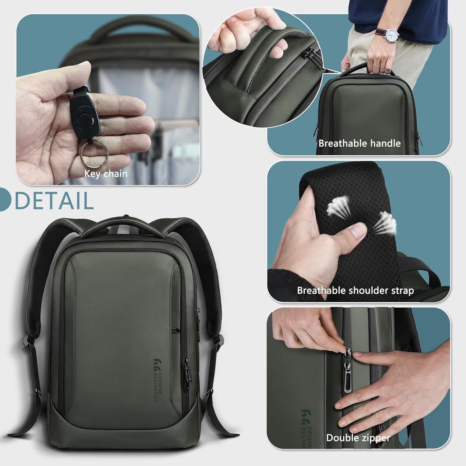Plecak biznesowy na laptopa męski z kieszenią na laptopa o przekątnej ekranu 17,3", z przyłączem USB do ładowania, zabezpieczenie przed kradzieżą, bagaż podręczny, plecak dzienny, wodoodporny