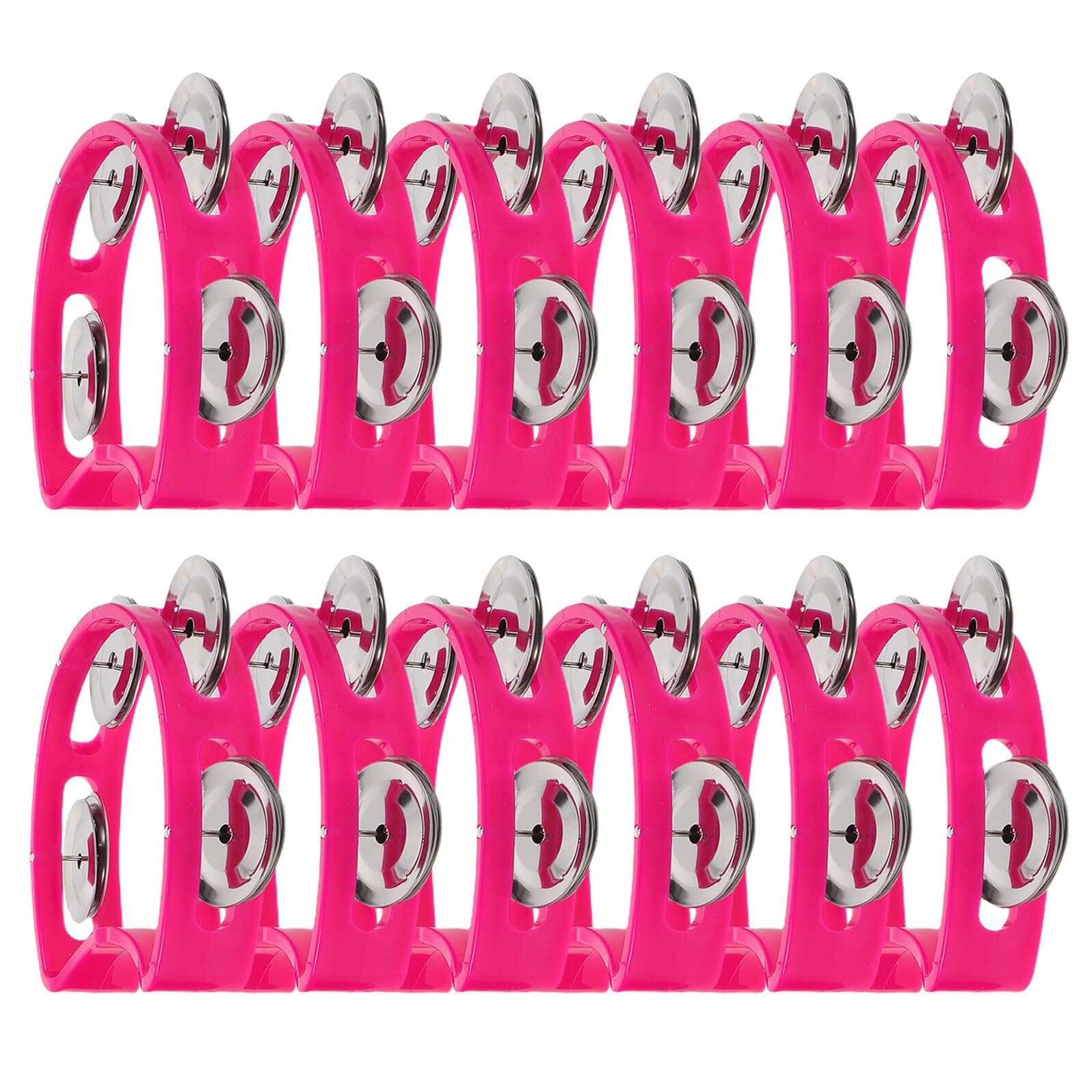 SOLUSTRE 12piezas Panderetas de Plástico con Cascabeles Campanillas para Mano Pandereta de Mano para Ritmo y Practica Sonajas de Percusión para Adultos Clases de Musica y Fiestas