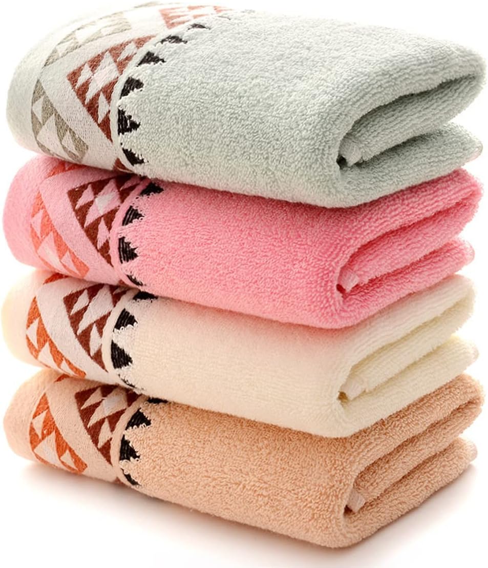 Qrity 4 Units 100% Cotton Hand Towels Bath Towels Set - Multipurpose Use Towels with High Absorbency (Variety), Sport Towels for Beach, Bath, Hand, Face, Gym or Spa (35x75cm)