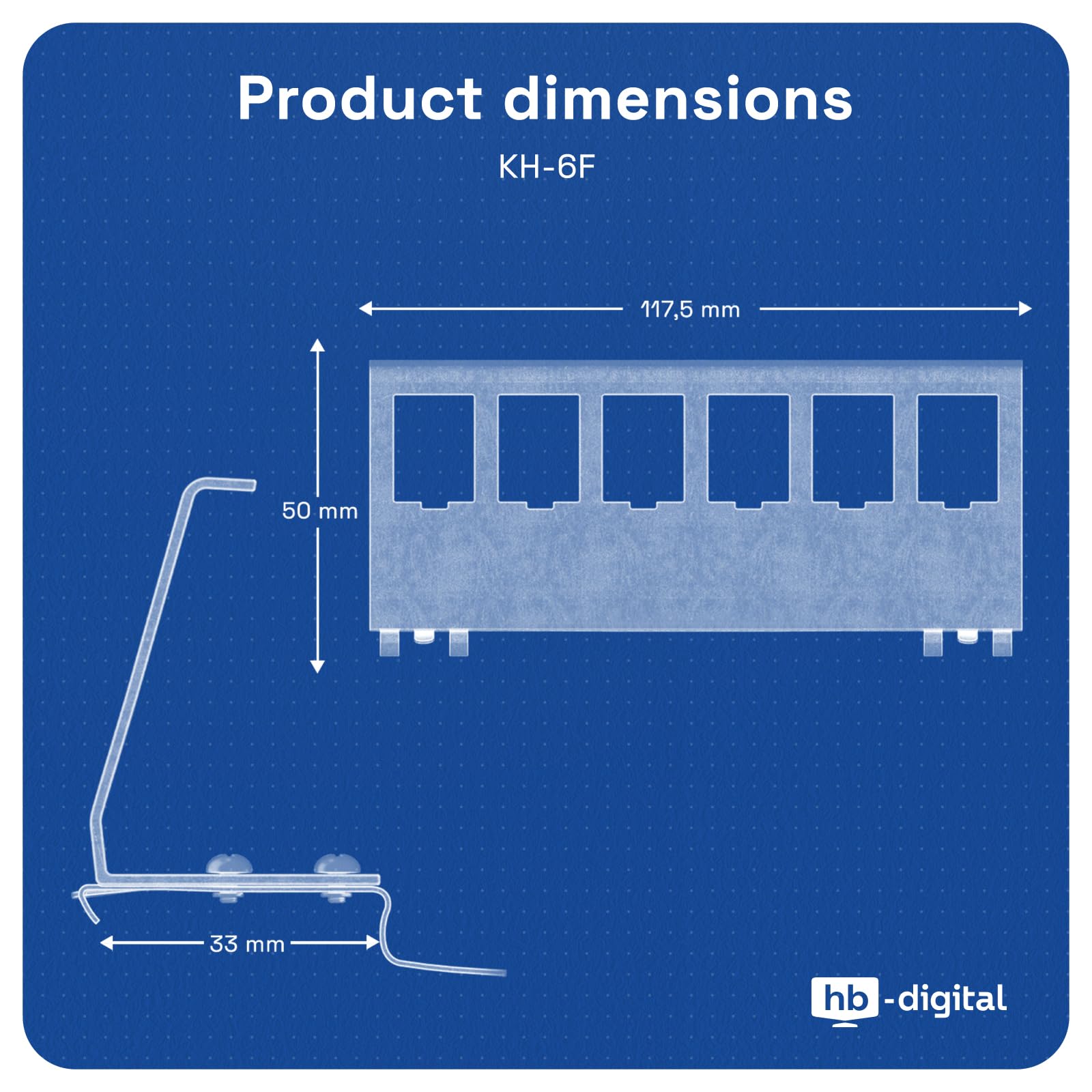 hb-digital 6X CAT 7 Keystone Modul RJ45 Buchse STP 10 Gbit/s - werkzeuglos LSA - mit 1x 6-Port 35mm DIN Rail Metall Hutschienenadapter Keystone Halterung Ethernet LAN Netzwerk Switch