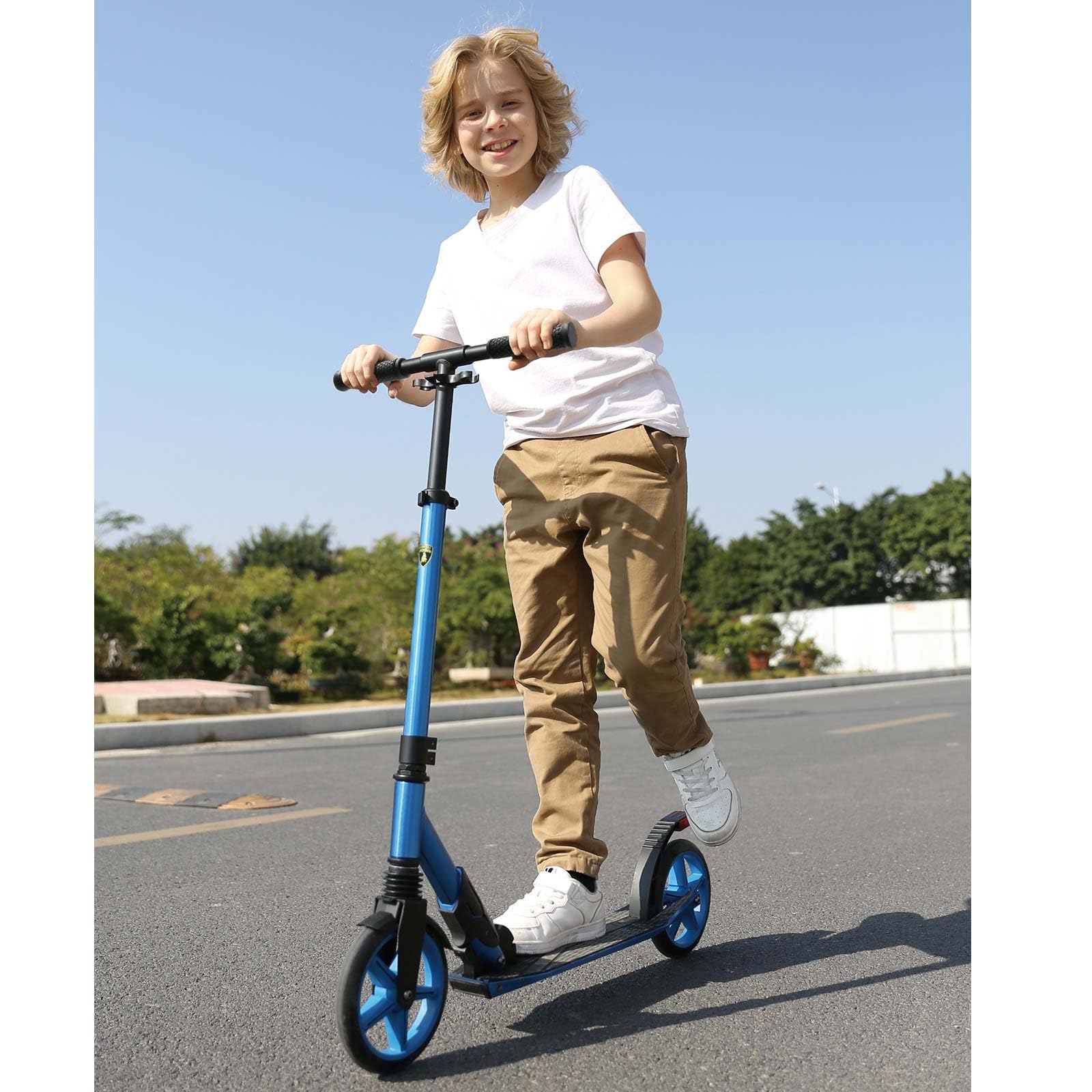 Lamborghini Roller Kinder 8+ Jahre Premium Cityroller Tretroller | 200mm Großräder, Klappbar, Höhenverstellbar, mit Ständer & Federung, Aluminium-Scooter