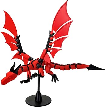 Dummy 13 Dragon Action Figure, Custom Color Wings & Body with Black Frame, Fully Articulated Design, 18" Long with 19" Wingspan Large Gold