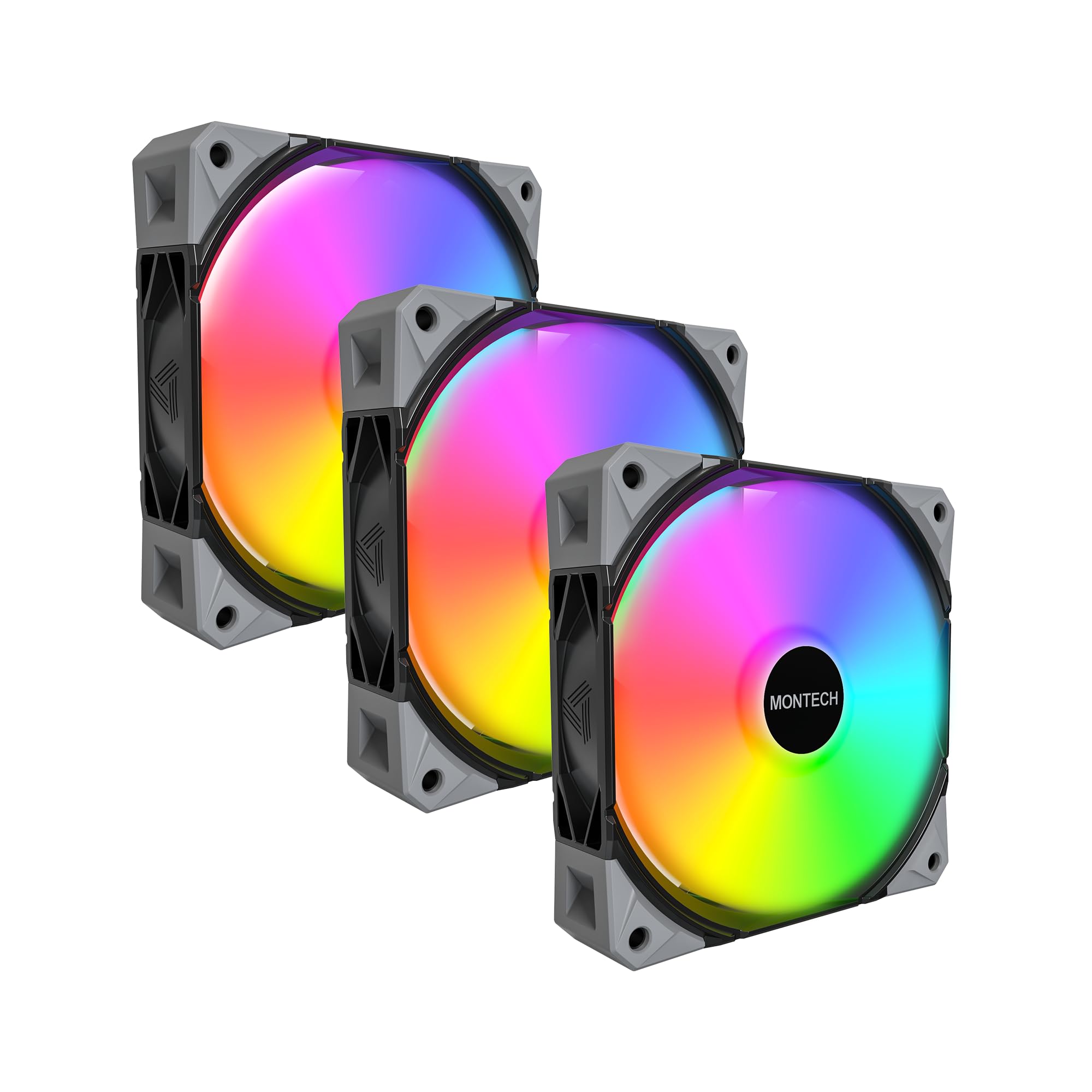 MONTECH Ventola E28 ARGB da 120 mm, ventola spessa 28 mm per una maggiore efficienza di raffreddamento, PWM a 4 pin, cuscinetto FDB, silenziosa e silenziosa, 2000 giri/min, compatibile con AIO (nero