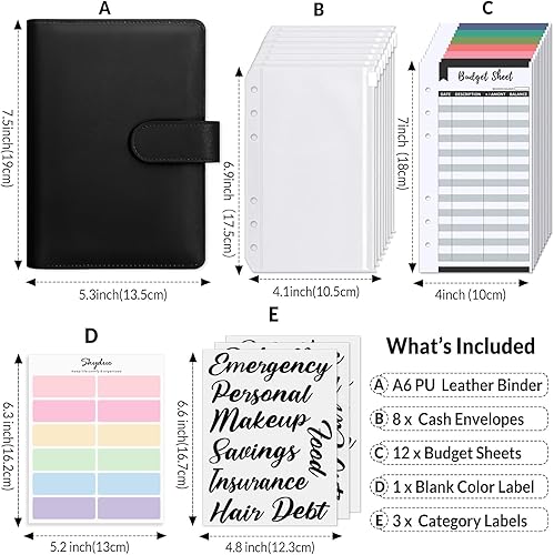 Miniatura 2 de SKYDUE Carpeta de presupuesto, carpeta de ahorro de dinero con sobres de cremallera, sobres de efectivo y hojas de presupuesto de gastos para