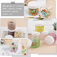 Vista 7 de Paquete de 20 recipientes de plástico transparente de 2 onzas con tapas blancas y etiquetas, tarros redondos de plástico vacíos recargables