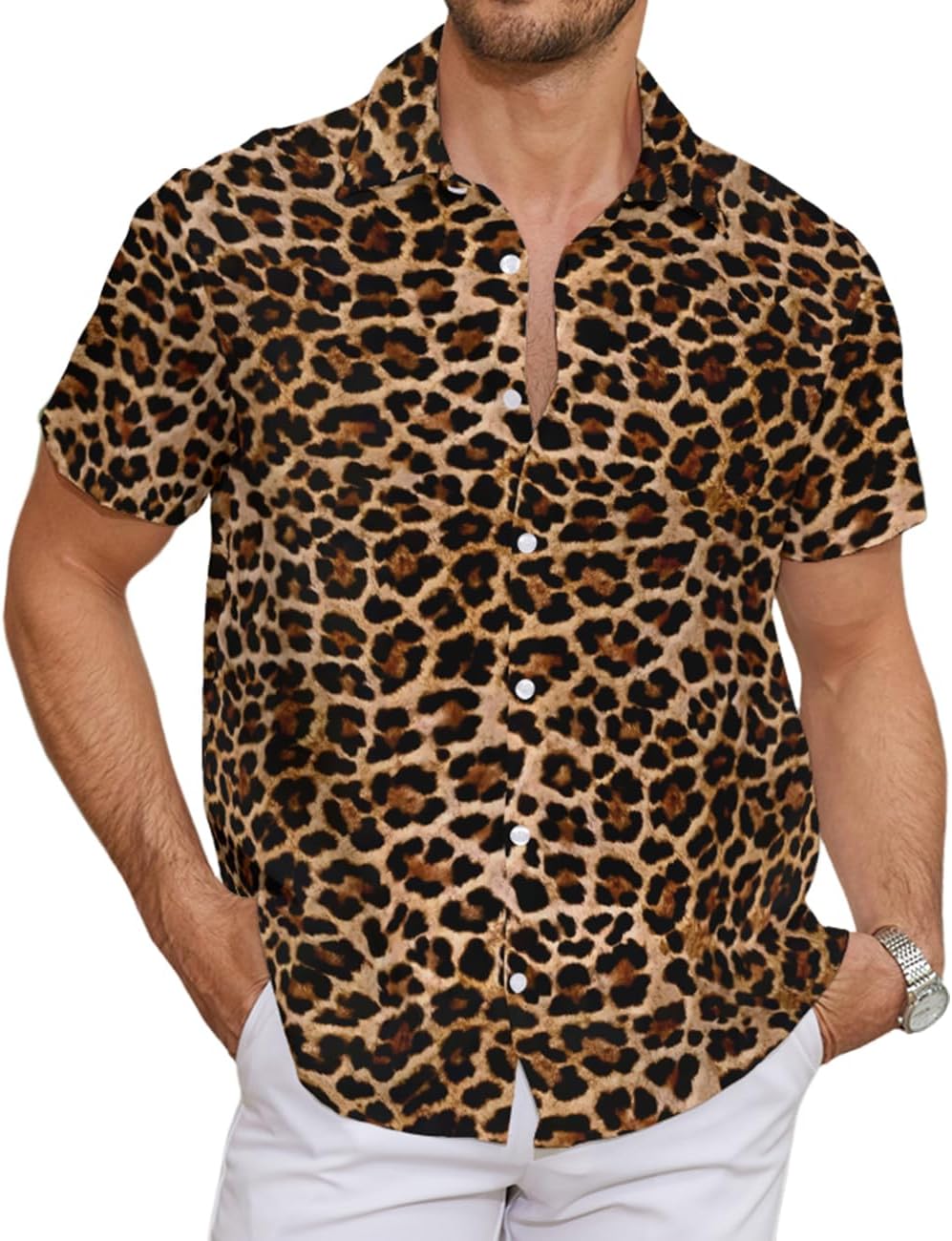 Men's Hawaiian Shirt Short Sleeve - Tropical Floral Button Down