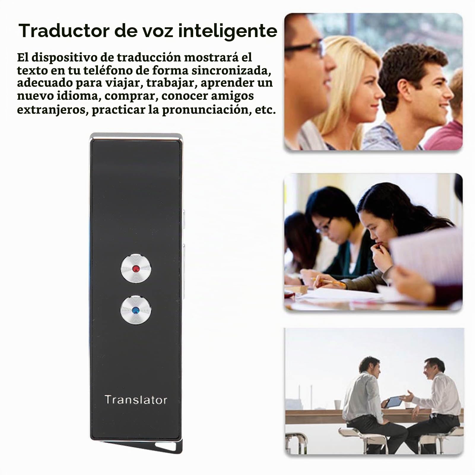 Dispositivo Traductor de Idiomas X9, Traducción de Voz Bidireccional en Tiempo Real, Compatible con 74 Idiomas, 70 Acentos, Traducción Instantánea Bluetooth para Viajes, (Black)