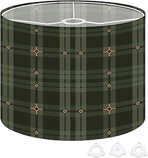Drum Lamp Shade Plaid brown green Herringbone textured seamless tartan check plaid for Lampshade for Table Lamps Floor Lamps Pendant Light 13"x13"x10" Replacement Linen Large Lamp Shade Easy Assembly