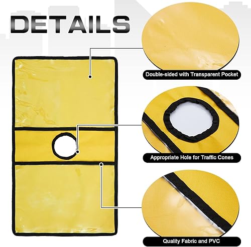 Miniatura 4 de Juego de 12 fundas para cono de tráfico para precaución, cubiertas de cono de tráfico con bolsillos, funda de señal de mensaje de seguridad para