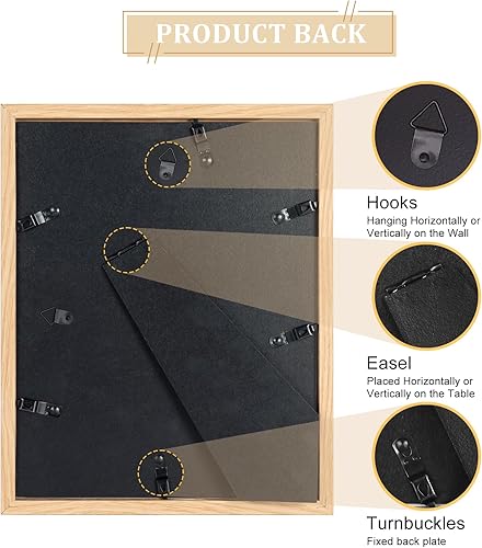 Miniatura 10 de Juego de 3 portarretratos de 11 x 14 pulgadas, marco de fotos de madera de roble de 8 x 10 pulgadas con paspartú o dos de 5 x 7 pulgadas con