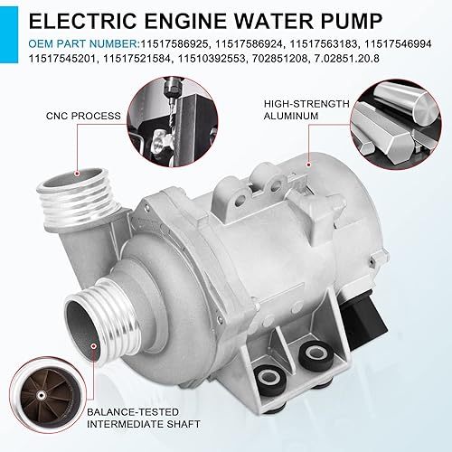 Miniatura 3 de Bomba de agua de motor eléctrico y carcasa de termostato refrigerante compatible con BMW 325i 325xi 328i 328xi 330i 330xi 525i 525xi 528i 528xi 530i