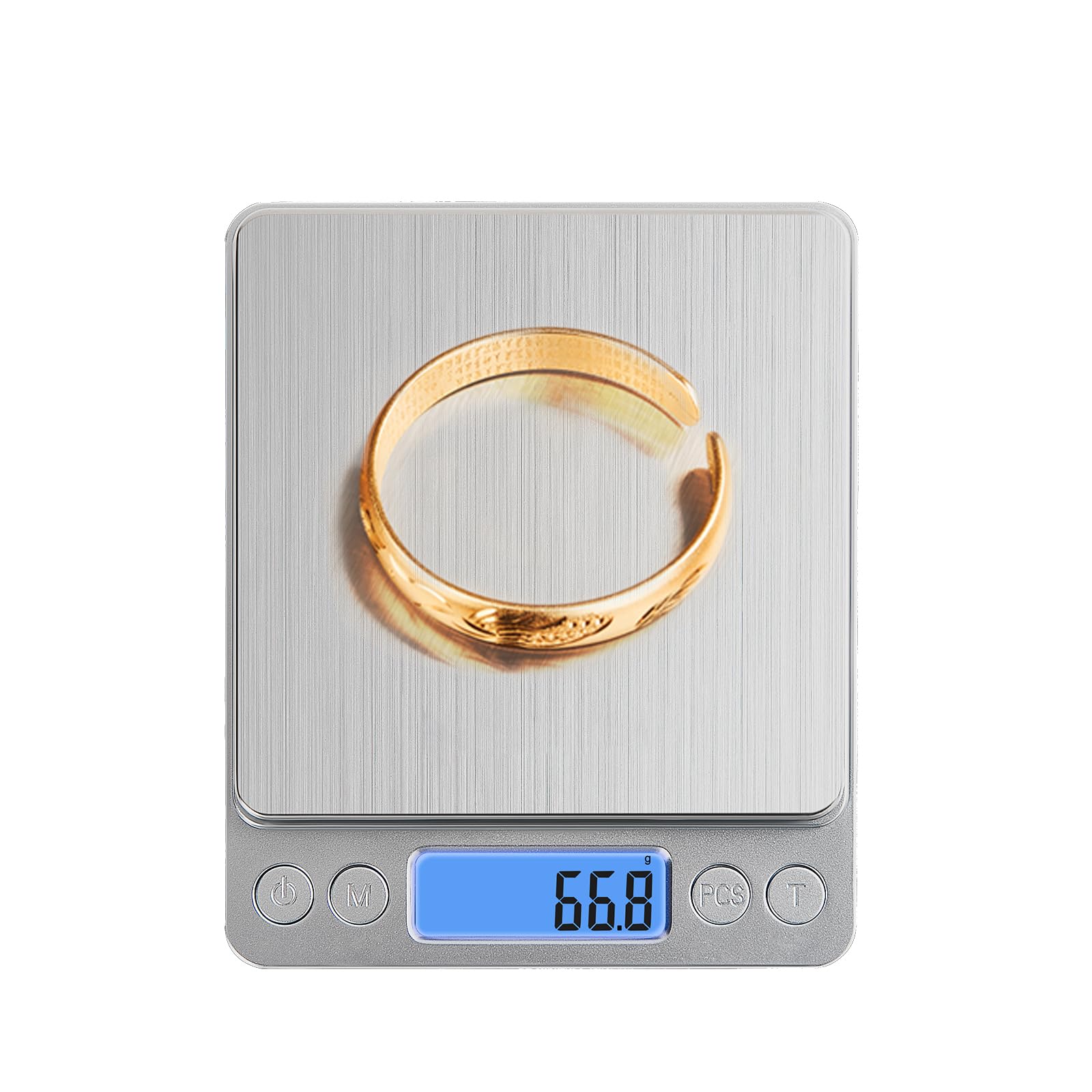 Small Digital Food Scale Ounce/OZ and Gram Scale, Kitchen Scale 3000g/0.1g High Precision for Baking, Soap Making, Jewelry, Includes 2 Trays and Batteries, 9 Units, Tare Function, Easy to Store