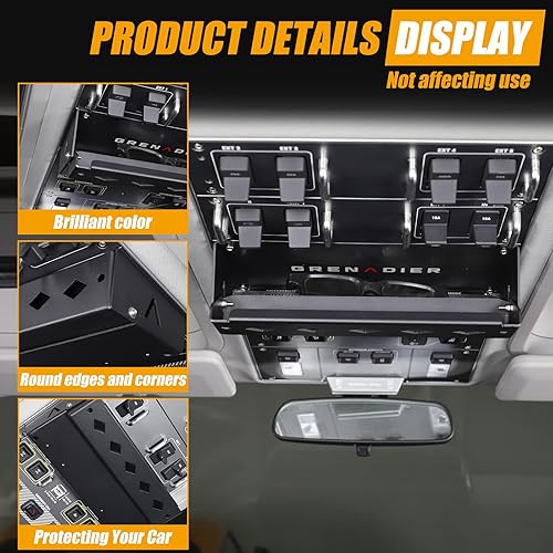 Miniatura 6 de Cesta de almacenamiento superior para interior del automóvil compatible con INEOS Grenadier 2022-2025 Multifuncional Panel de techo de expansión,