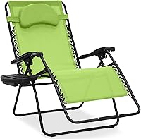 Vista 22 de Best Choice Products Silla reclinable de patio al aire libre de gran tamaño con gravedad cero, plegable, con portavasos y bandeja de accesorios