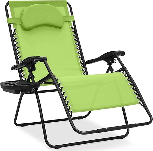 Miniatura 22 de Best Choice Products Silla reclinable de patio al aire libre de gran tamaño con gravedad cero, plegable, con portavasos y bandeja de accesorios