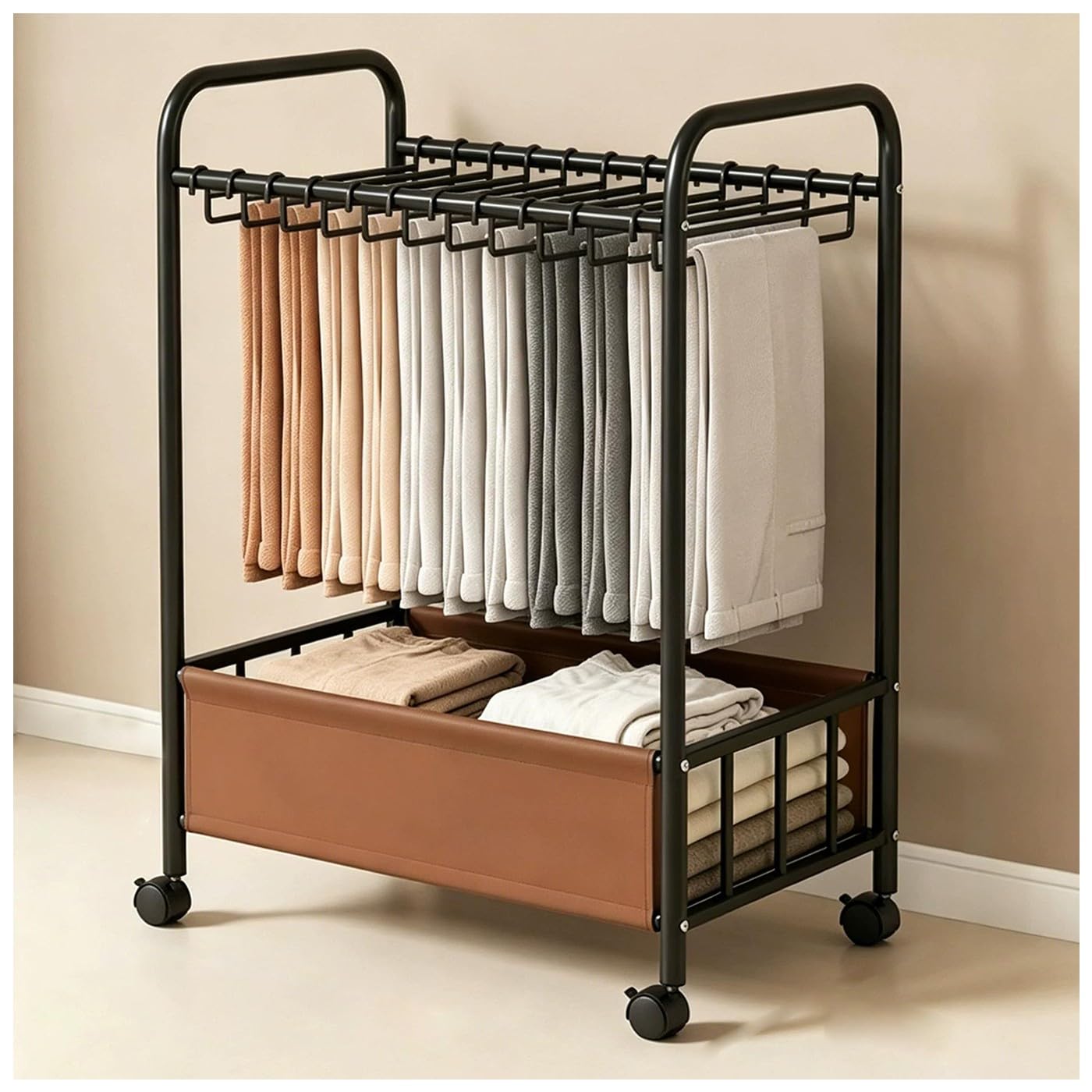 Support multifonction pour vêtements avec mobilité facile et grand rangement