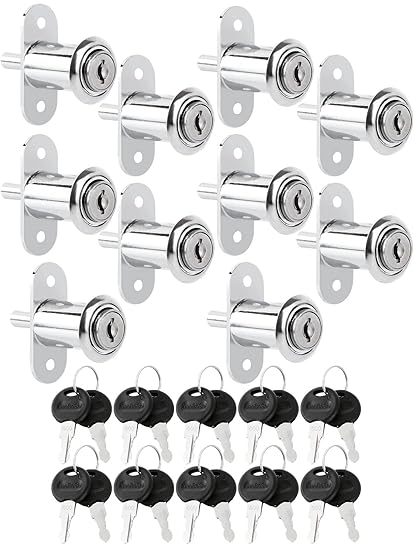FVIEXE 10PCS Push Plunger Lock with Keys 3/4