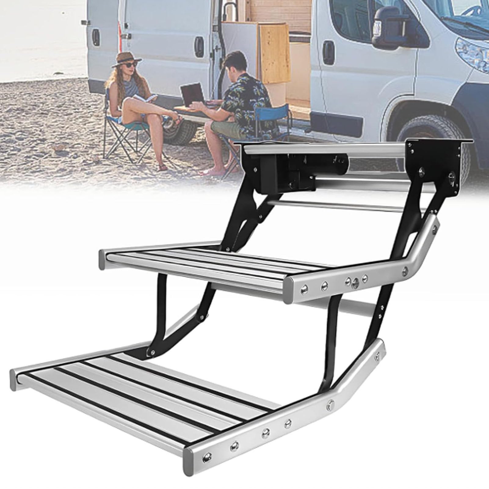 Marchepieds électriques pour camping-car rétractable alu pliable