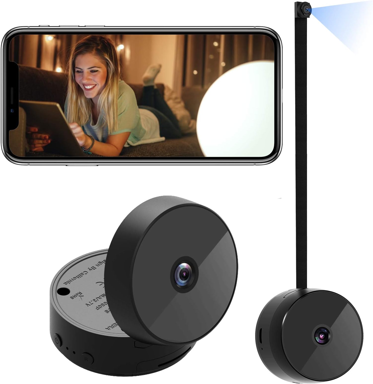 Spy Camera, WiFi Hidden Cameras Mini Wireless 1080P HD Nanny Cam for Home Security Monitor Video Recorder 140 Angle Night Vision Motion Detection (2021 Version)