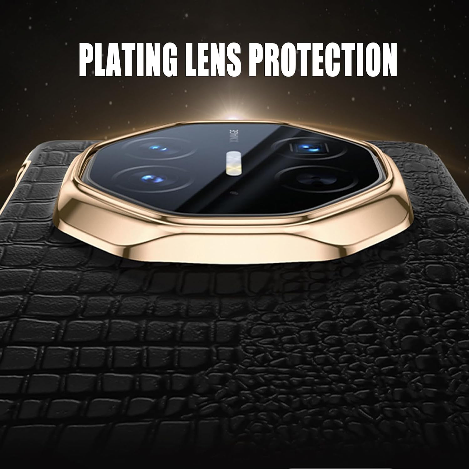 Genuine Leather Case for Huawei Mate XT, Luxury Electroplated Crocodile Pattern Flip Cover Smart Viewing Window All-Inclusive Phone Case,Black