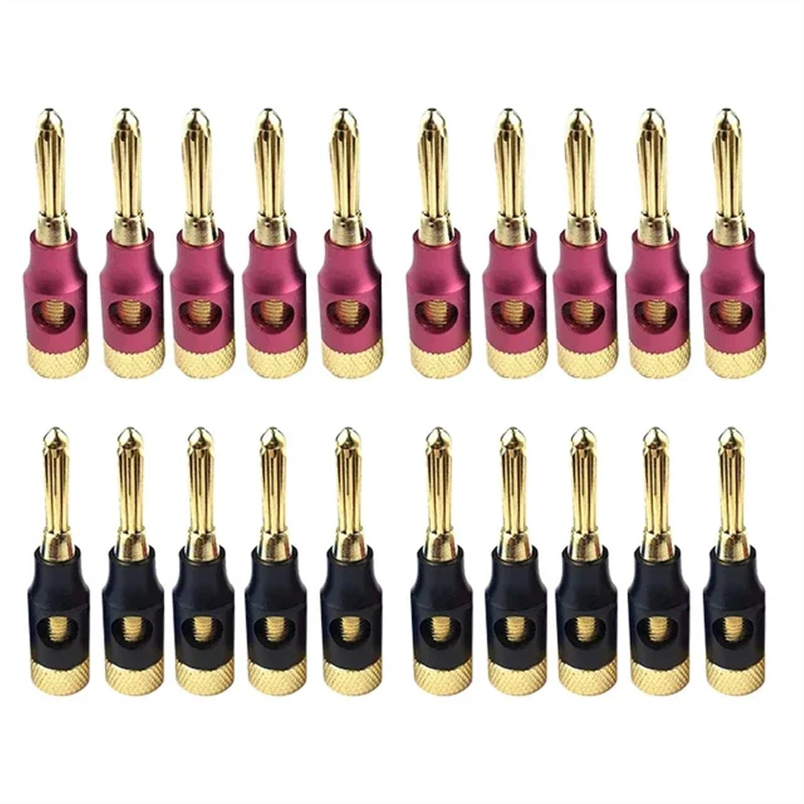20 x 4 mm wtyk bananowy z pozłacanym złączem 24-karatowym złotem i blokadą śrubową, nadaje się do podłączenia systemów audio i głośników" wzmacniacz (Mx20)