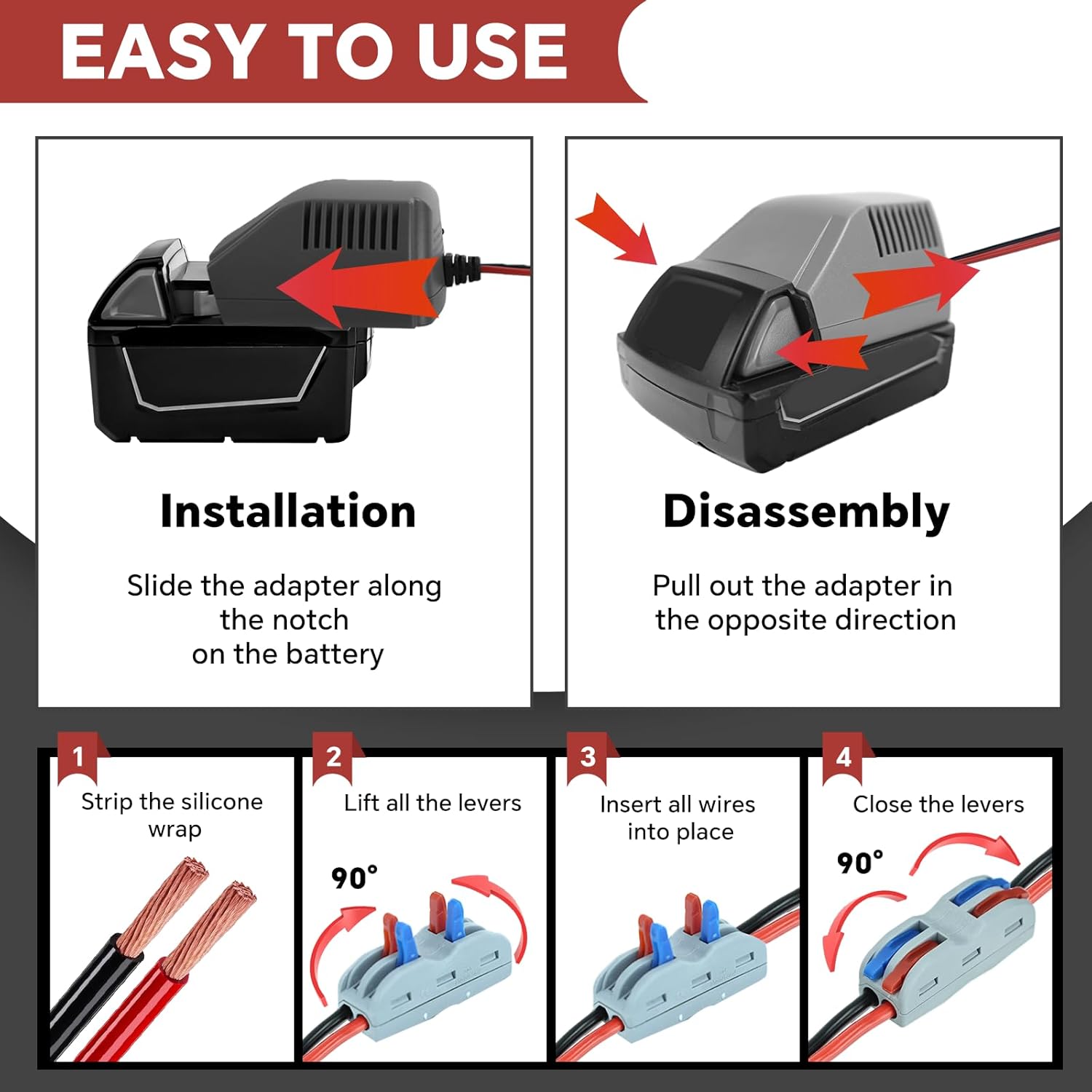 18V to 12V Step Down Converter for Milwaukee for M18 Battery,Power Wheel Battery Adapter DC 12V 25A 240W Buck Converter Regulator,Suitable for Golf Carts, 12V Car Mounted Products.