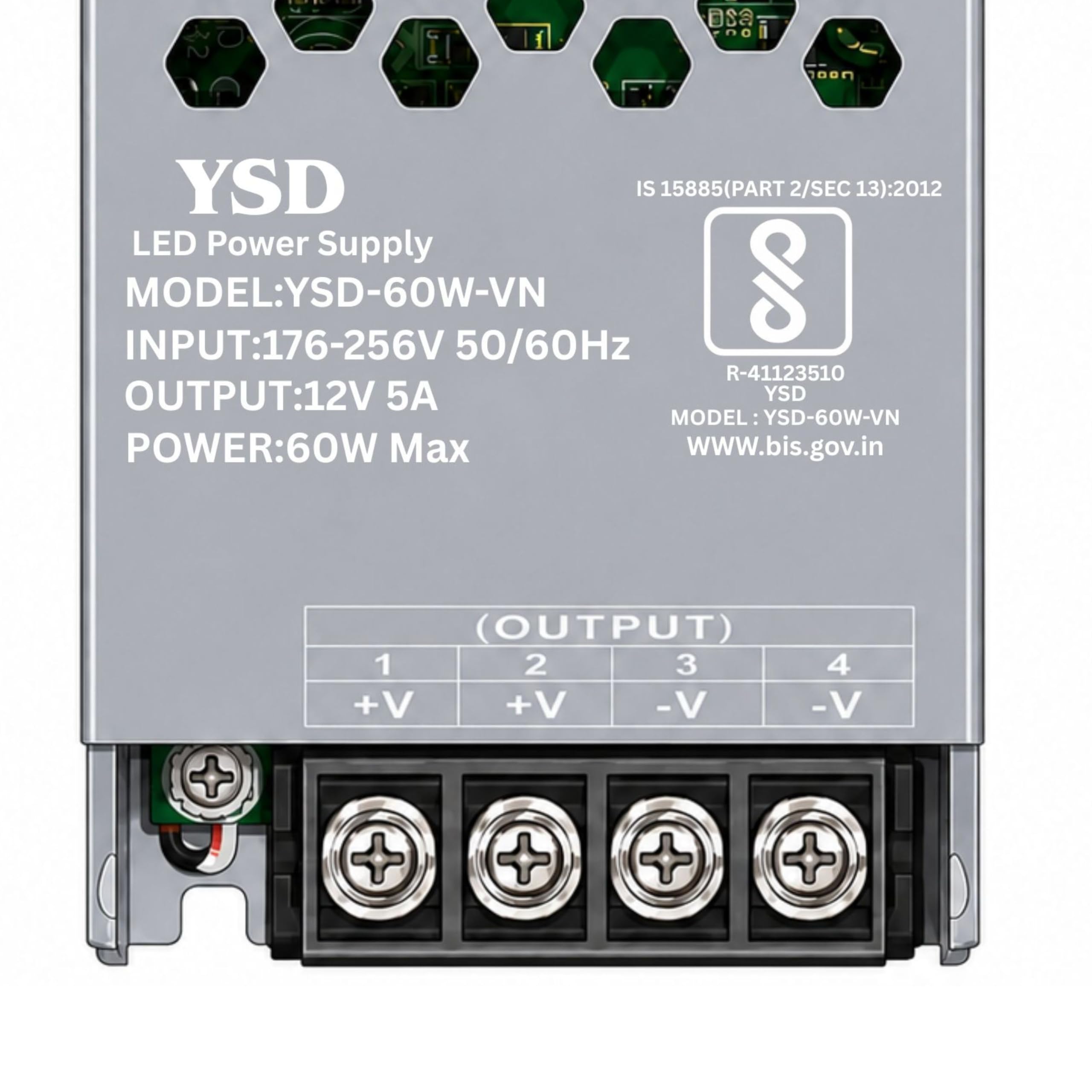 YSD 12 Volt 5 Ampere 60 Watt SMPS for LED Signage, Strip Lights, Decorative Lighting, CCTV Surveillance, Industrial Automation (Pack of 1 Piece) (5 AMPS 12V) — Amazon image 9