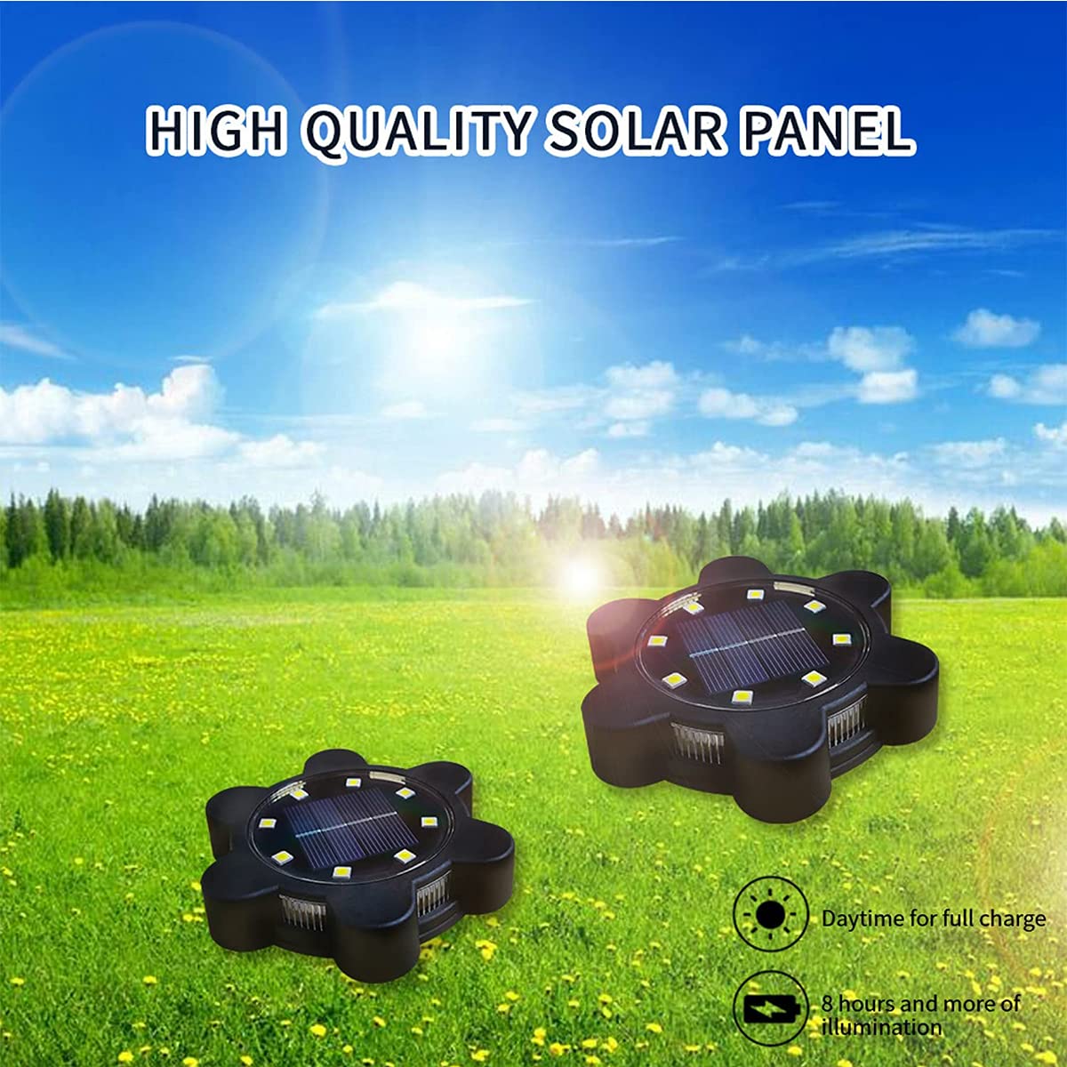Solarna lampa podłogowa, 12 lampek solarnych LED na zewnątrz wodoodporna ścieżka ogrodowa krajobraz oświetlenie w ziemi na patio trawnik chodnik 4 paczki, białe i niebieskie światło