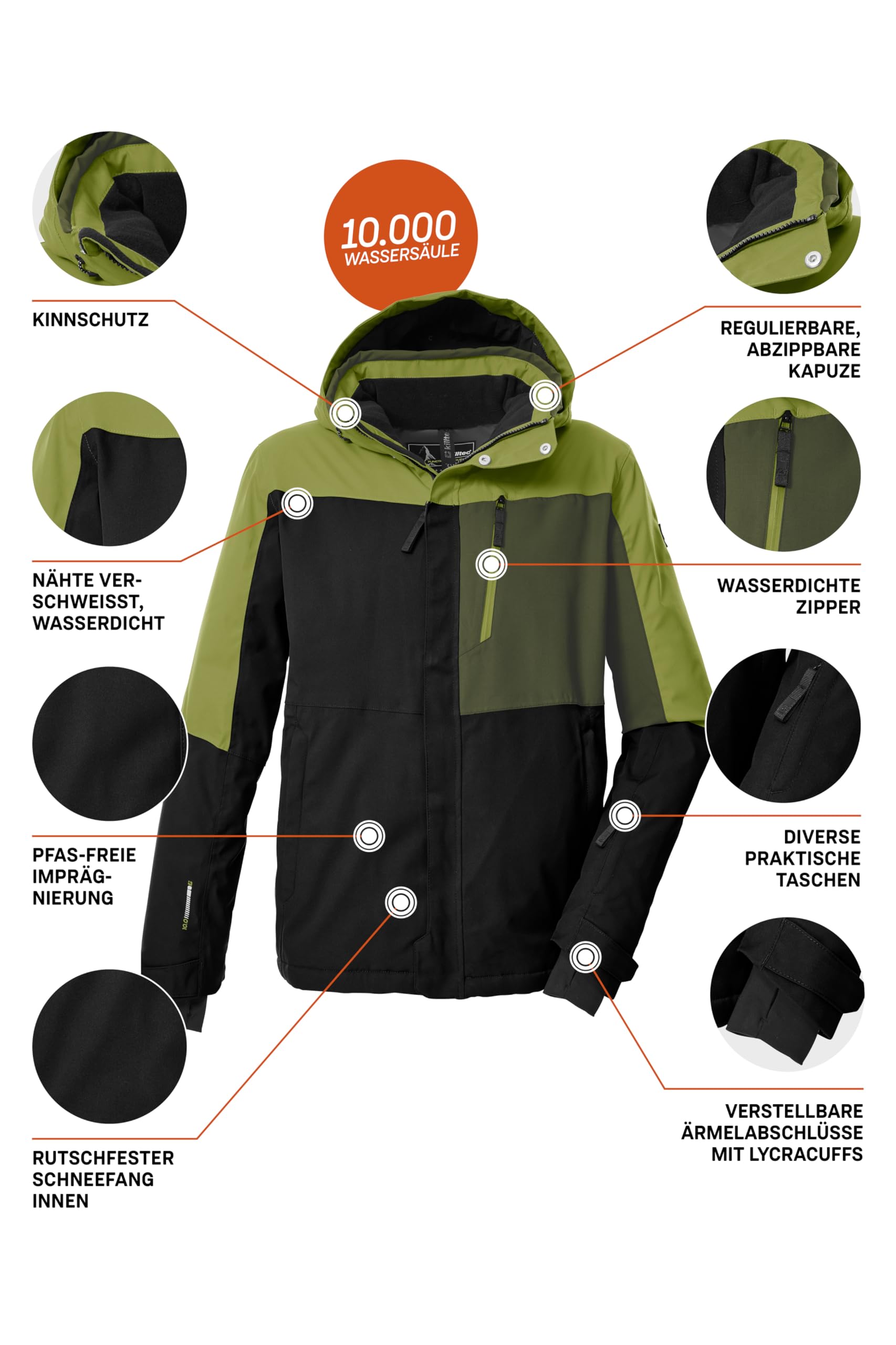 Killtec Ksw 52 Mn Ski Jckt Giacca da sci/giacca funzionale con cappuccio e paraneve con chiusura a cerniera Uomo