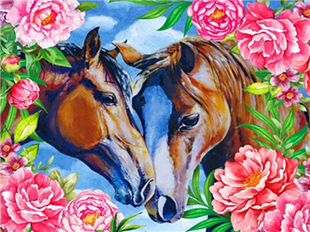 夫婦牡丹 (色鉛筆画)