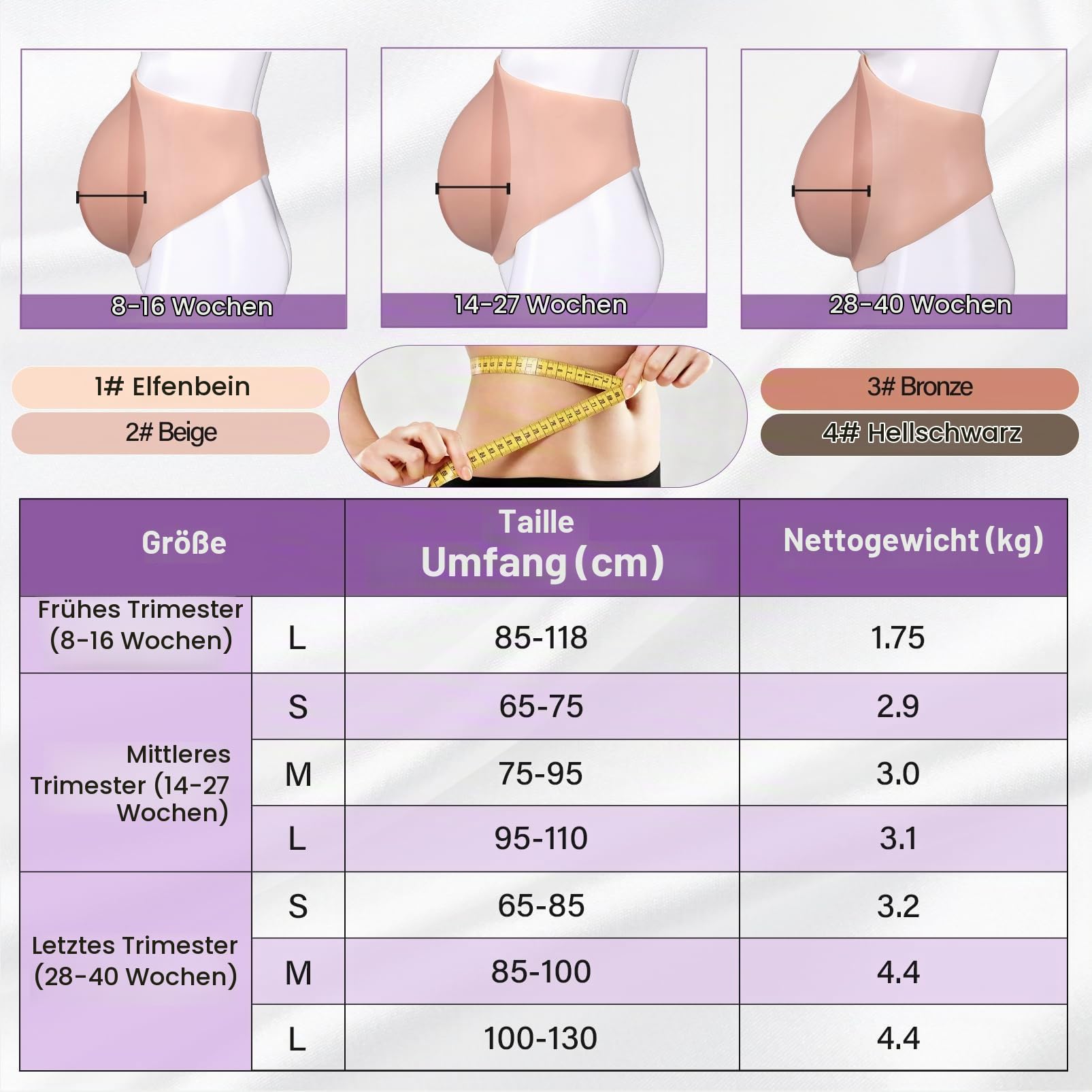 Silikon Schwangerschaftsbauch Mesh Design Falscher Babybauch