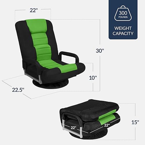 Miniatura 59 de Best Choice Products Silla giratoria para videojuegos de 360 grados, multiusos, para TV, lectura, jugar videojuegos, con soporte lumbar, asas de