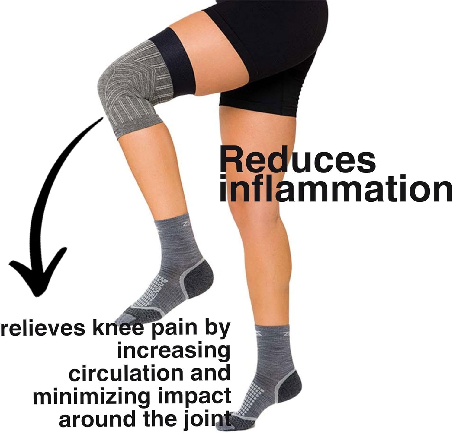 Zensah Compression Knee Sleeve - Knee Brace to Relieve Knee Pain and Treat Runners Knee for Men and Women - Image 4