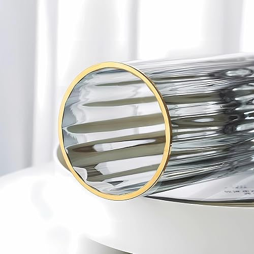 Miniatura 7 de Florero alto de cristal de 9.8 pulgadas para centros de mesa, jarrones redondos de vidrio vintage para flores