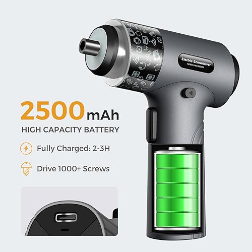 Miniatura 6 de Destornillador eléctrico inalámbrico, destornillador eléctrico de 3.7 V, destornillador eléctrico recargable con 32 bits, pantalla digital, ajuste
