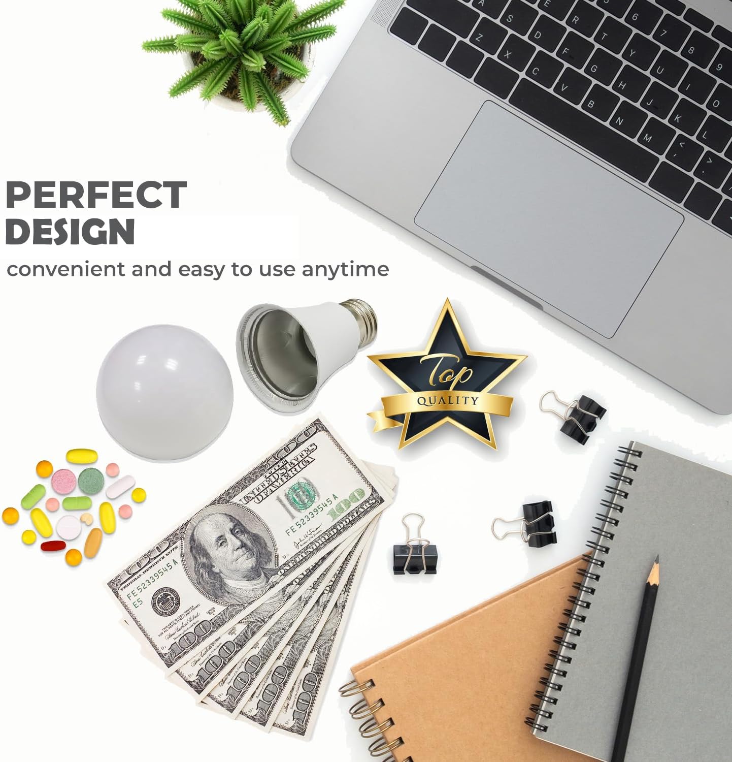 Lightbulb Diversion Safe - Hidden Secret Compartment to Hide Money, Jewelry & Small Items | Small Container to Keep Valuables Safe in Plain Sight Storage Realistic Light Bulb Decoy Hiding Box image 3
