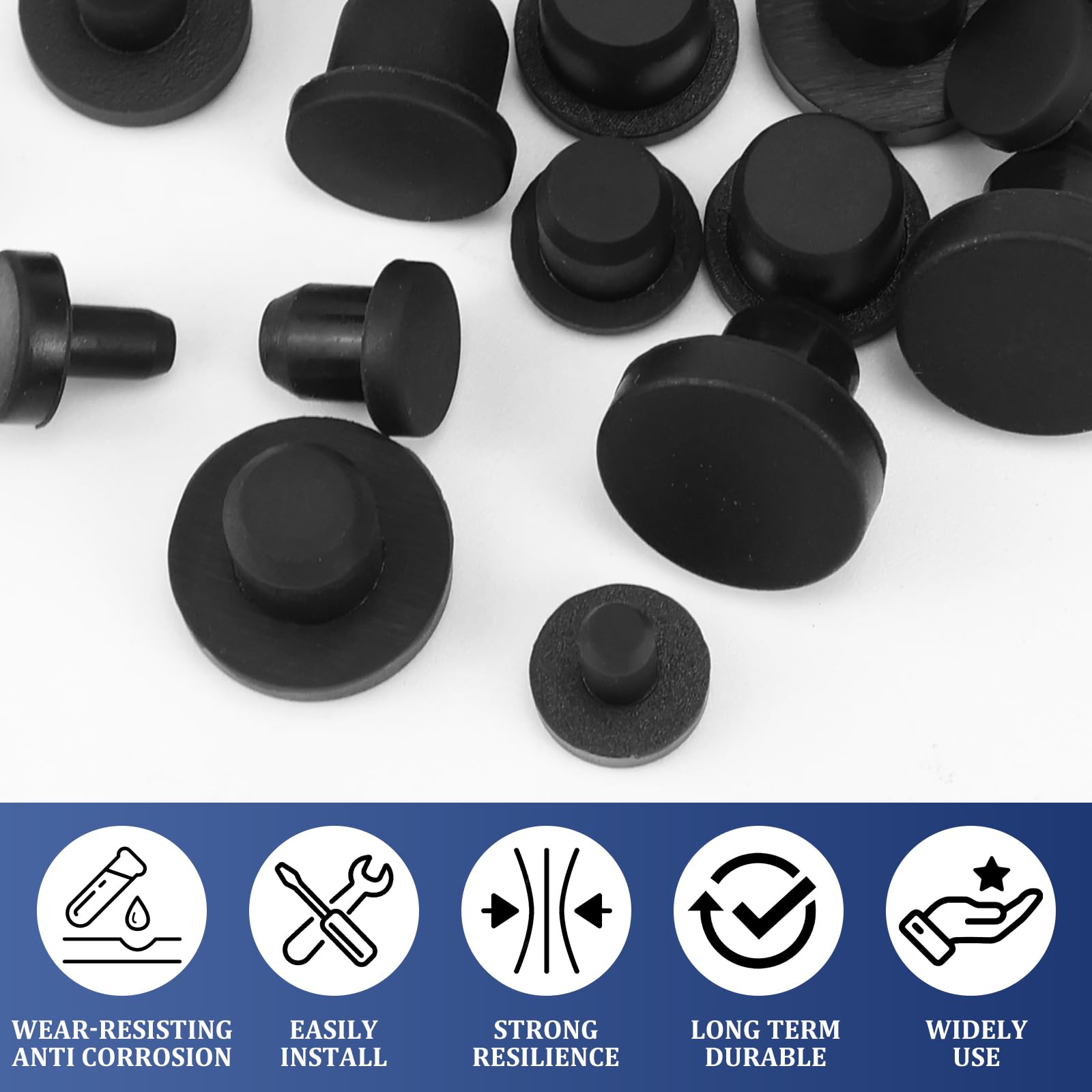 LPZMPZ 80 stuks rubberen stopverbindingen in 8 maten Blindstoppen rubber zwart siliconenstop 4mm/5,5mm/6mm/6,5mm/7,5mm/8mm/8,5mm/9,5mm, voor flessen buizen meubels