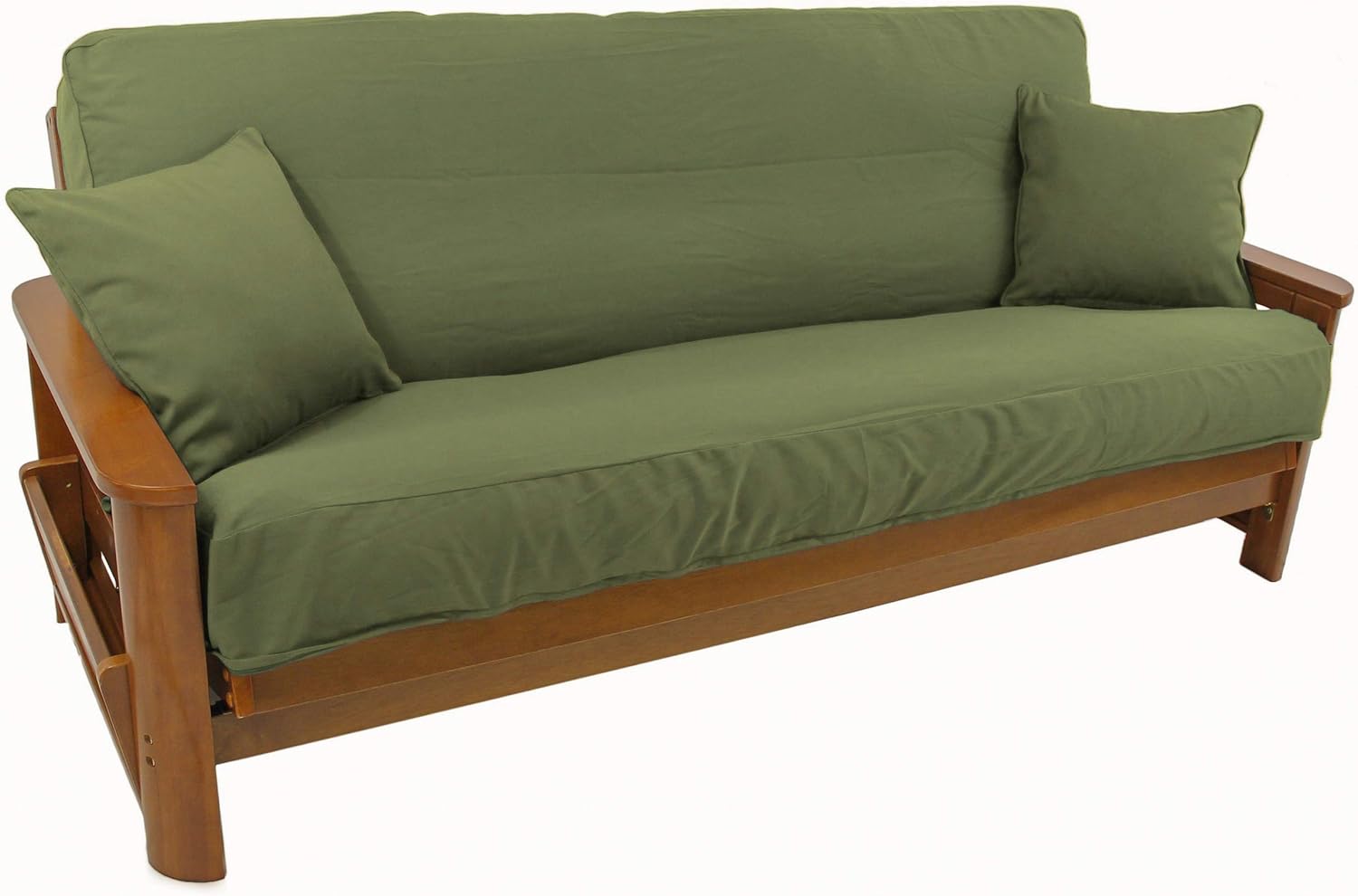 Blazing Needles Solid Twill 8" to 9" Futon Cover Set with 2 Throw Pillows (Set of 3), Full, Natural