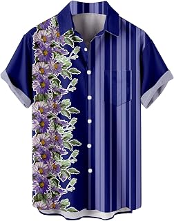 Shirt Beach Tops Tshirts Bowling Shirts for Men Men's Casual Dress Shirts Summer Button Down Cotton Linen Solid Color Short Sleeve Shirts Loose Beach Poplin Tshirts Retro JANUK30723SALE07652 Purple