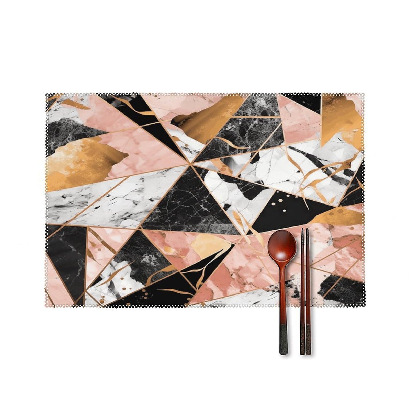 Marble Pattern Placemats Set of 6 Heat Resistant Non-Slip Table Mats Washable Indoor Outdoor Place Mats Rustic Vintage Seasonal Placemat for Kitchen Dining Outdoor Party Table Decor