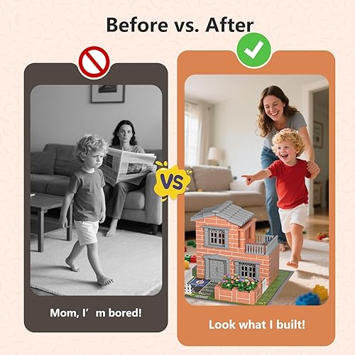 Miniatura 6 de Mini kit de construcción de casa para niños de 8 años en adelante, juguetes de construcción de bloques con mini ladrillos reales, regalos creativos