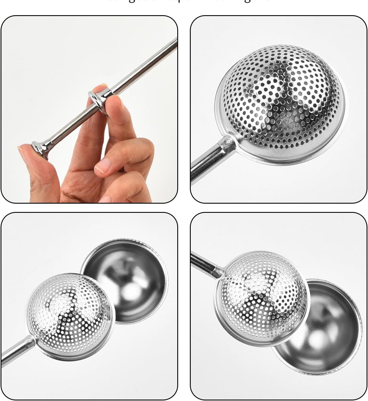 Flour Sifter One Handed Operation Baking Sifters, Great Flour Sieve Bakers Dusting Wand for Quick Sifting Cakes and Spices (black)