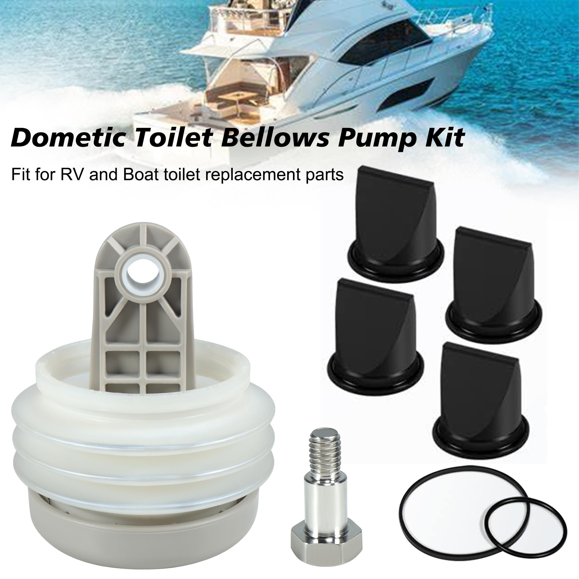 385230980 Pumpenbalg-Set mit Entenschnabelventil und O-Ring-Set, Ersatz für Vakuumpumpe der S-, T-, J-Serie, passend für Dometic Sealand RV und Boot WC Vacuflush Teile