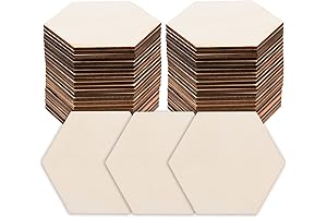 100 Pack Unfinished Natural Hexagon Wooden Cutouts for DIY Crafts