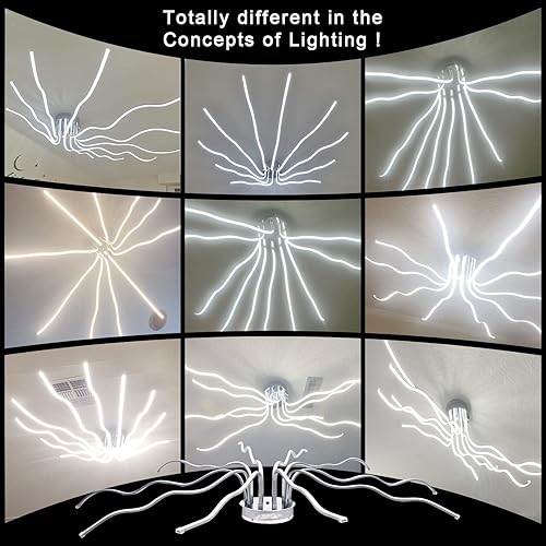 Miniatura 2 de Modernas luces LED de techo para sala de estar, grandes de 55.10 pulgadas, 10 luces modernas, montaje de techo regulable con control remoto de 138 W